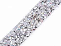 Prýmek s kamínky šíře 15 mm nažehlovací - crystal AB
