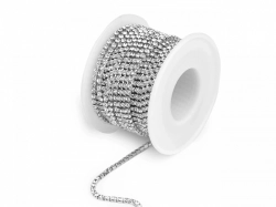 Štrasový prýmek / borta 2,4 mm - crystal stříbrná