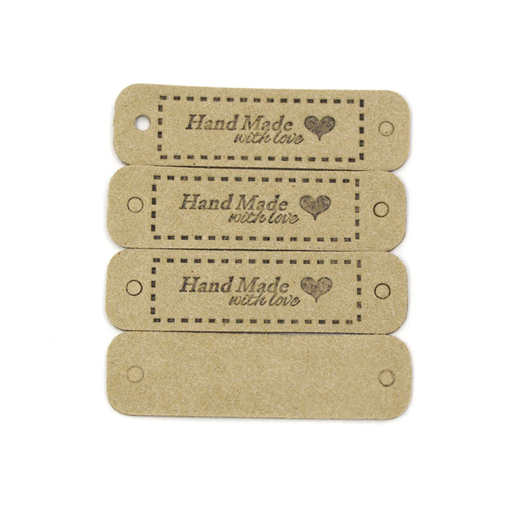 cedulka HANDMADE WITHLOVE - ovál - 1,5x5,5 cm - béžová
