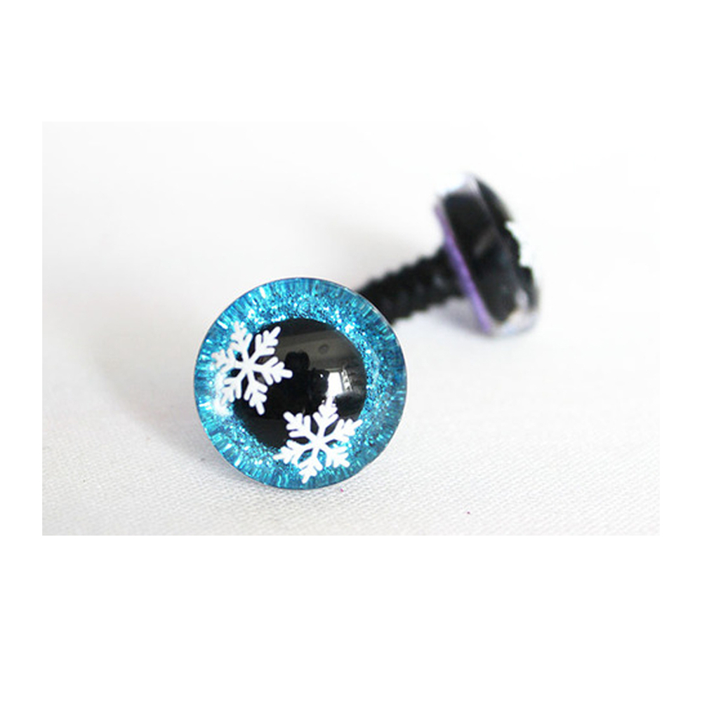Glitrové (třpytivé) oči Ø 20 mm s vločkami - modrá
