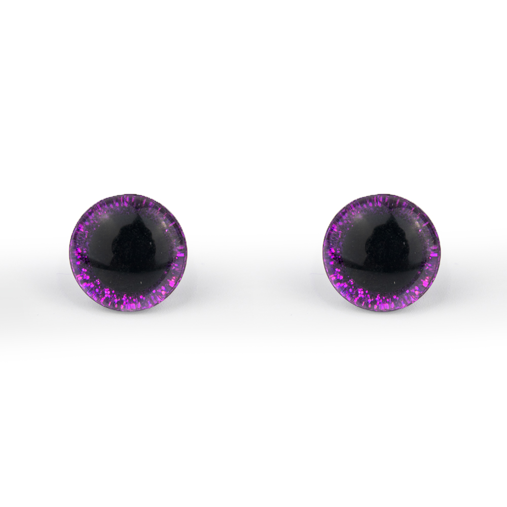 Glitrové (třpytivé) oči Ø 14 mm - růžovofialová