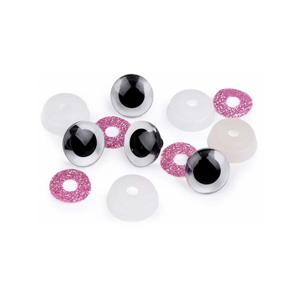 Glitrové (třpytivé) oči Ø 20 mm - světlé růžová