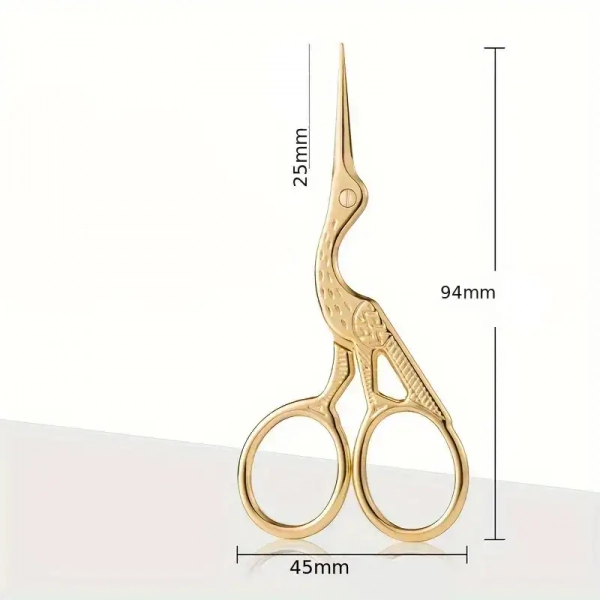 Nůžky vyšívací čáp délka 9,4 cm - zlaté